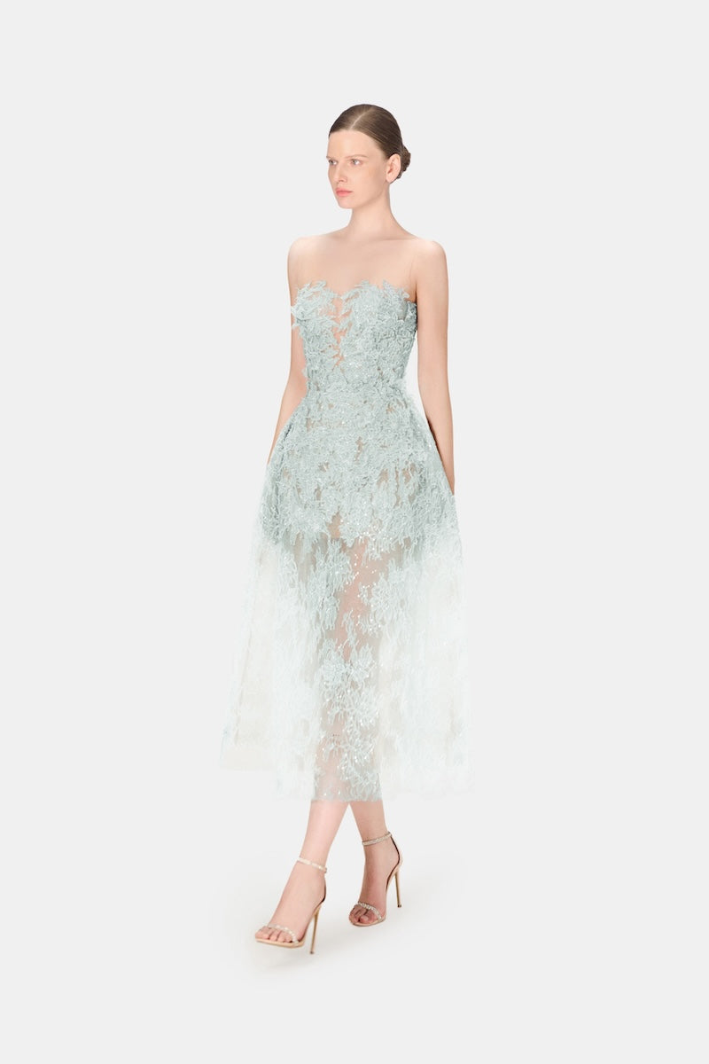 BABY BLUE BEADED LACE DRESS - CULT MIA