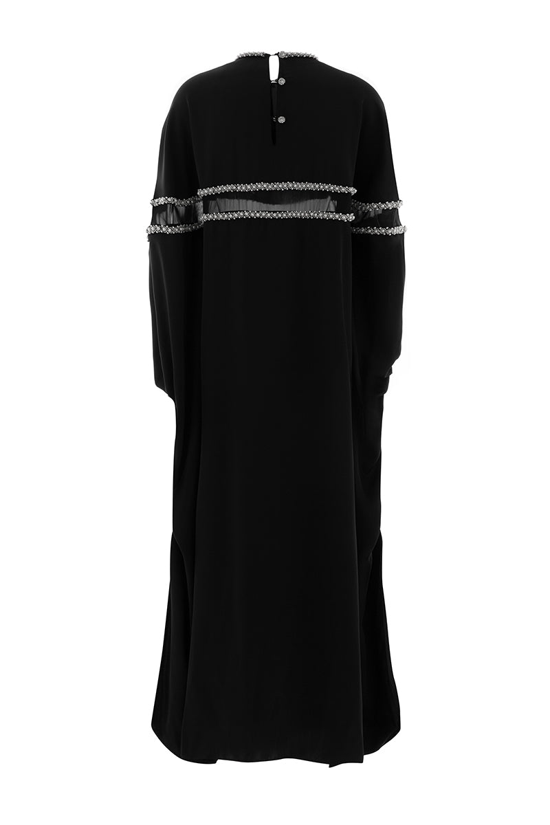BEADED ROUND NECK MAXI DRESS IN BLACK - CULT MIA