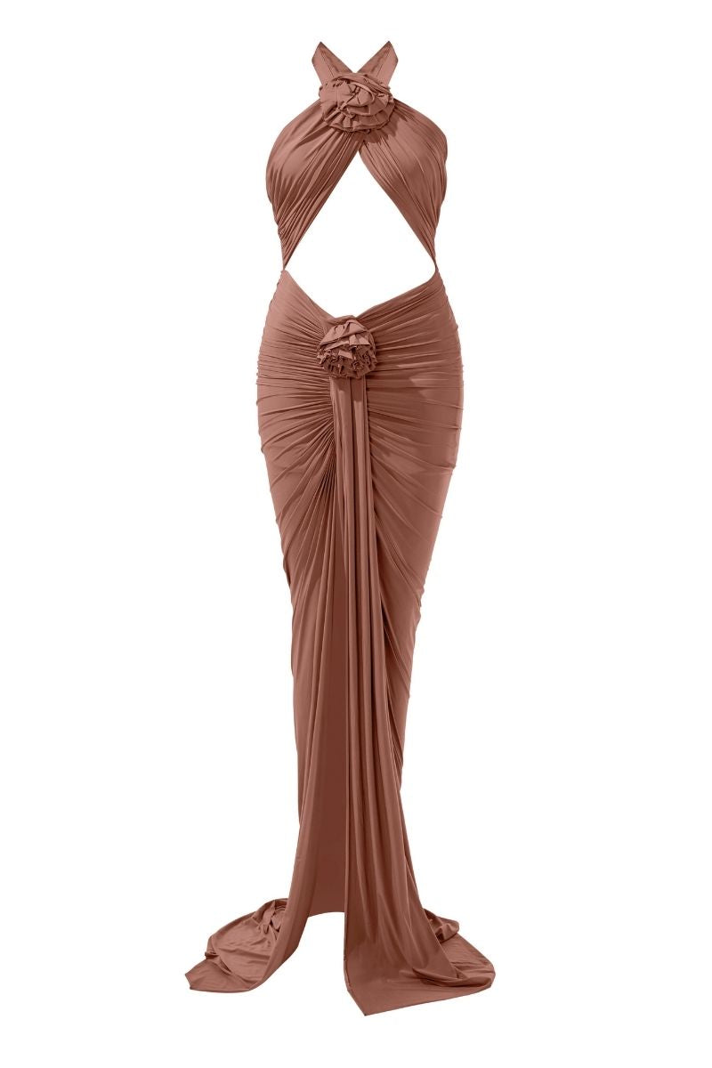 BERRY ROSE PINK CRISS-CROSS GOWN - CULT MIA