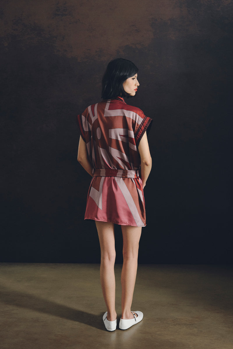 BIG RAY BRONZE REVERSIBLE KIMONO IN MAUVE - CULT MIA