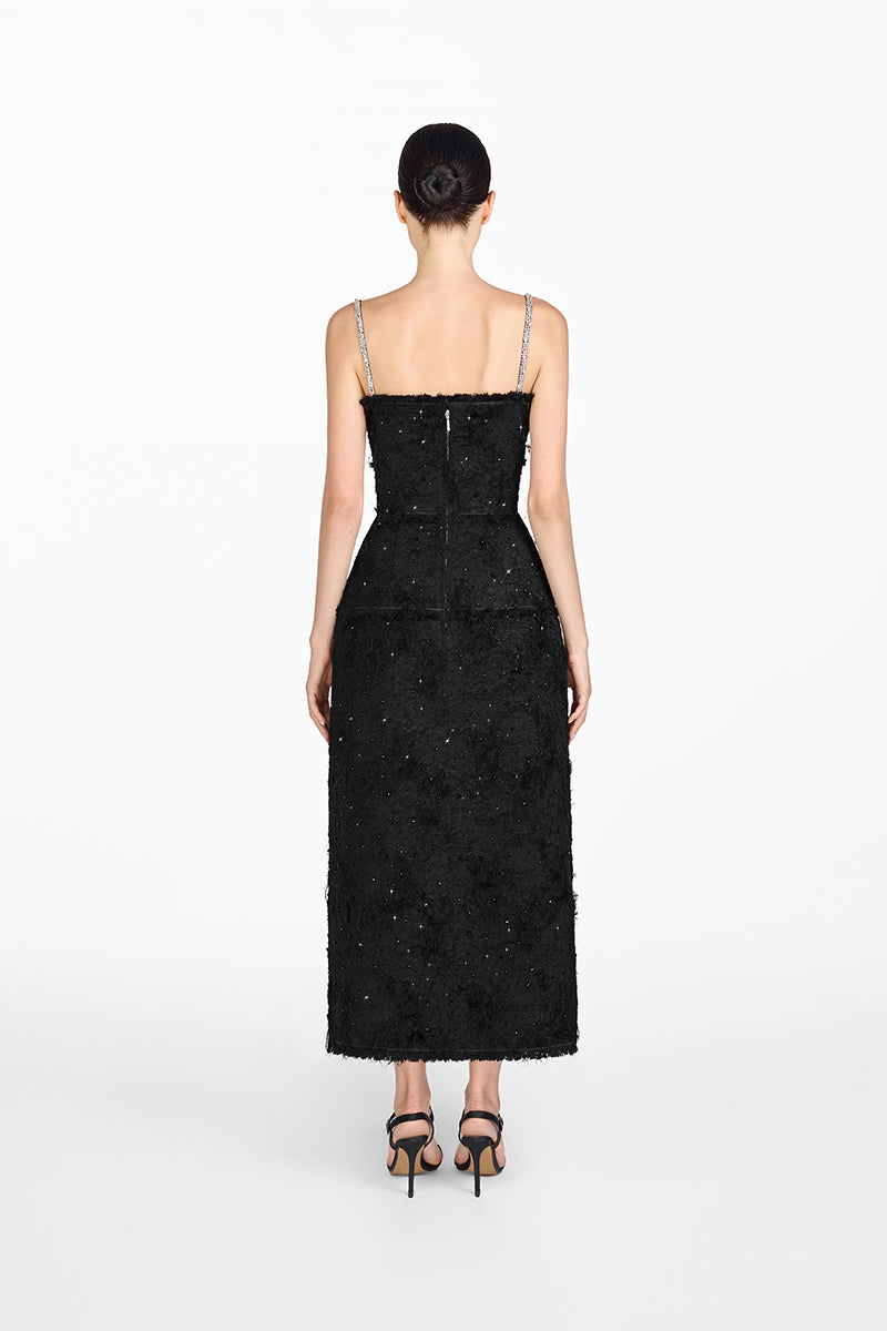 BLACK CRYSTAL BEADED DRESS - CULT MIA