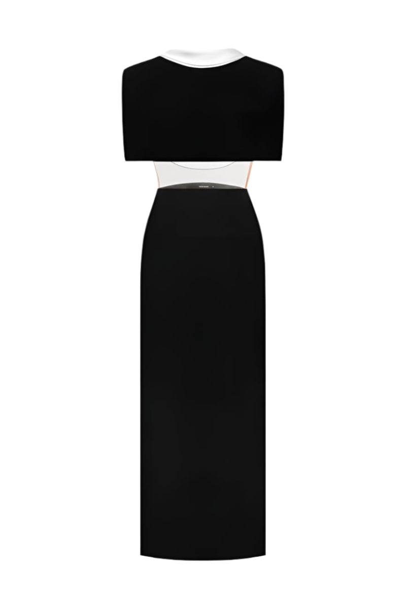 Montsand Black OPEN-BACK CAPE DRESS | Cult Mia Montsand Black OPEN-BACK CAPE DRESS | Cult Mia