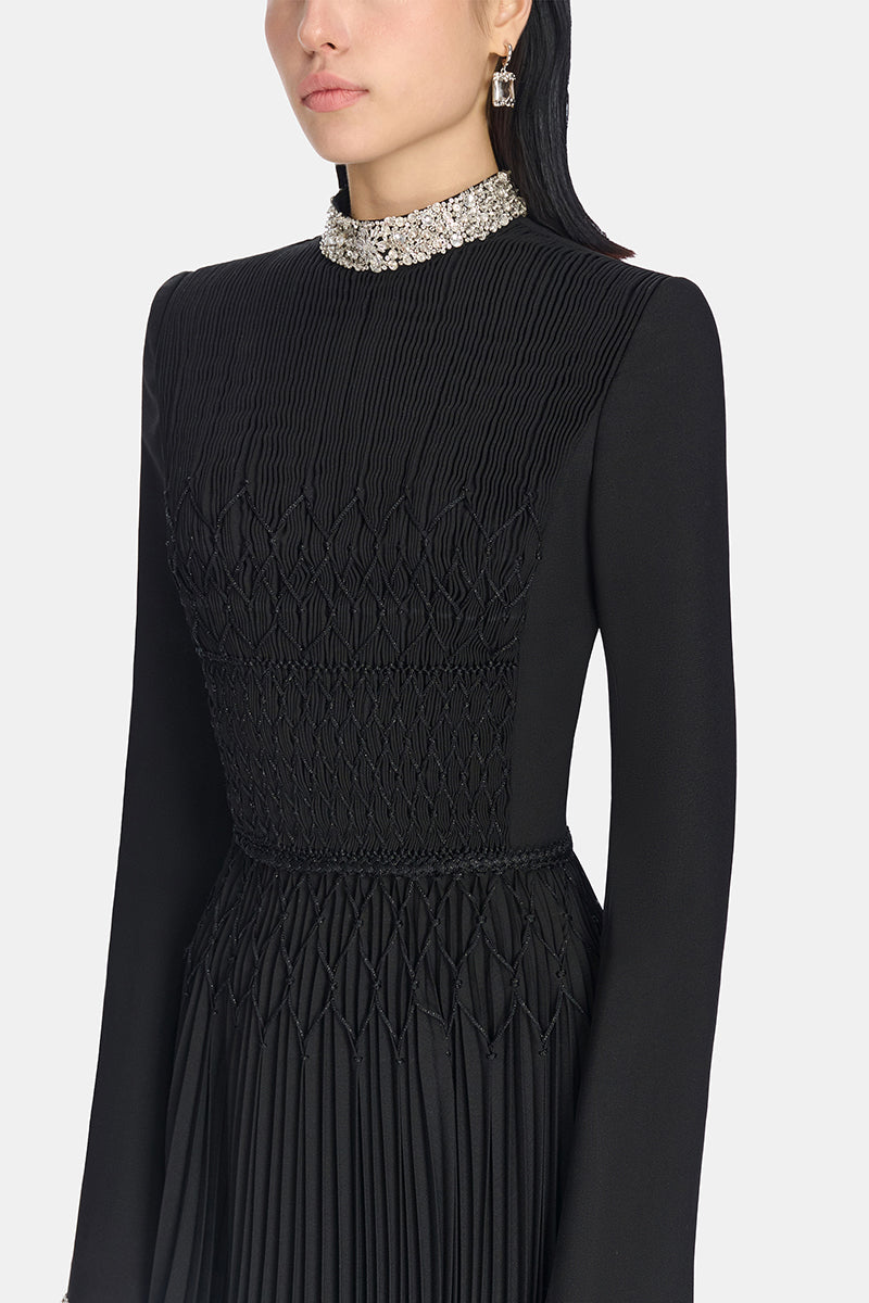 BLACK SMOCKED DRESS - CULT MIA