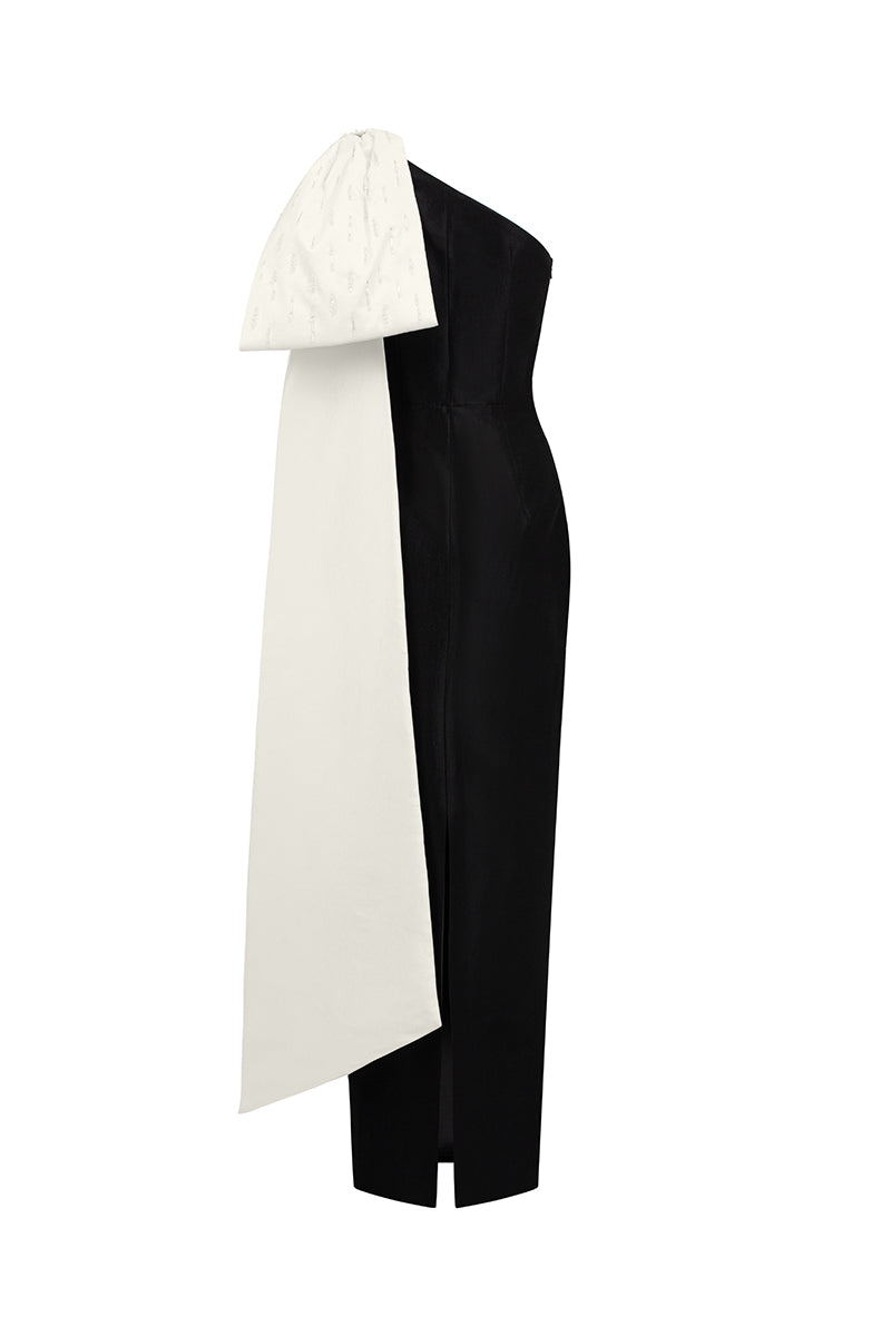ASYMMETRIC ONE-SHOULDER COLUMN GOWN - CULT MIA