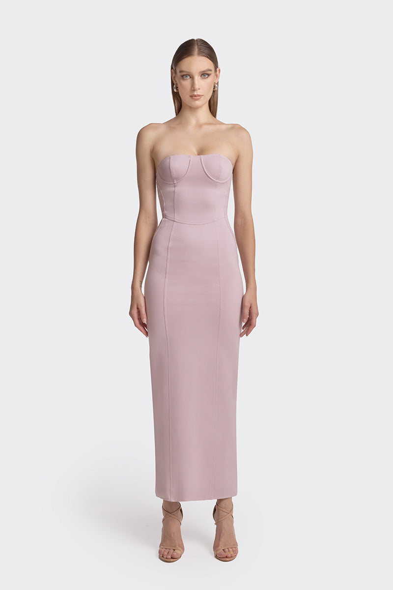 BODYCON DUSTY PINK MAXI DRESS - CULT MIA