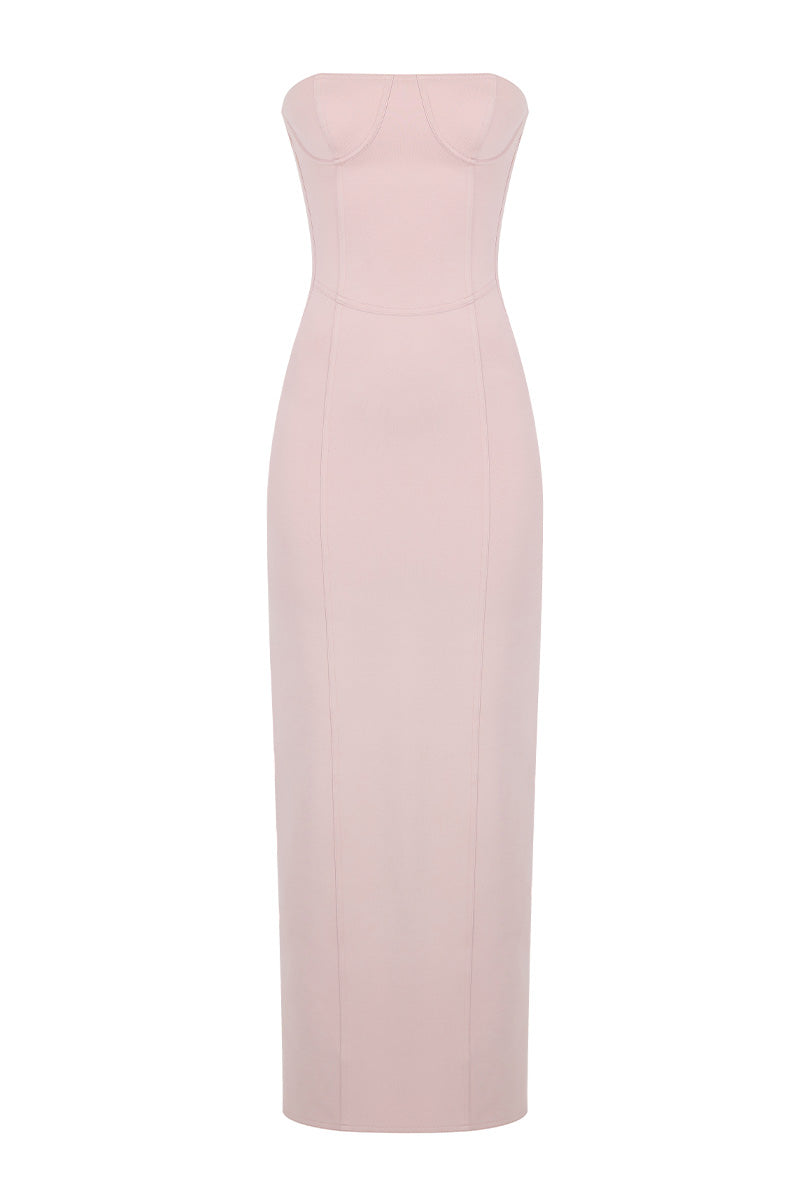 BODYCON DUSTY PINK MAXI DRESS - CULT MIA