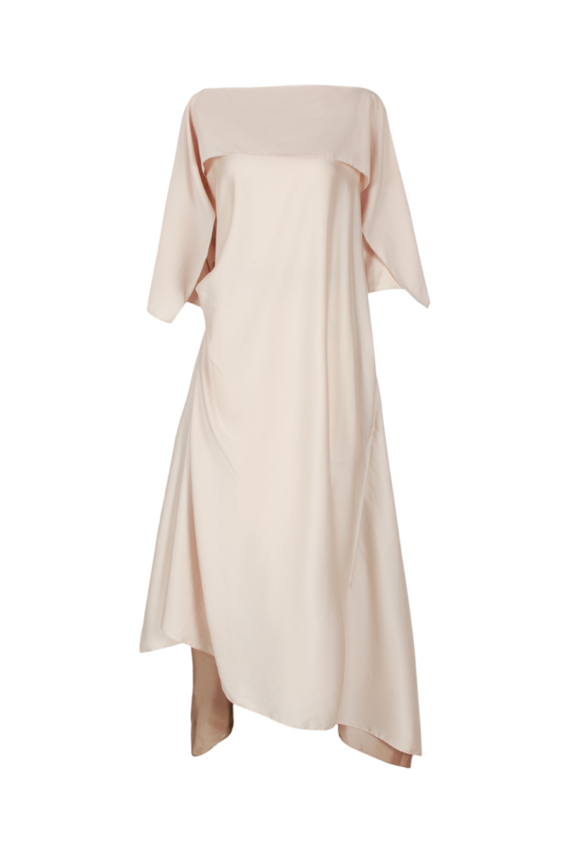 Valenciani Pacheco Straight Boat Neck Silk Blend Midi Dress | Cult Mia Valenciani Pacheco Straight Boat Neck Silk Blend Midi Dress | Cult Mia