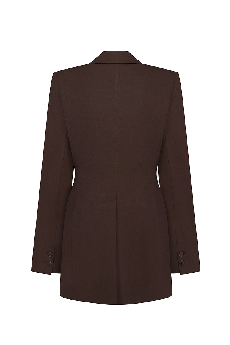 BROWN FITTED JACKET - CULT MIA