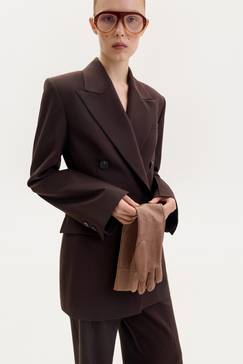 BROWN FITTED JACKET - CULT MIA
