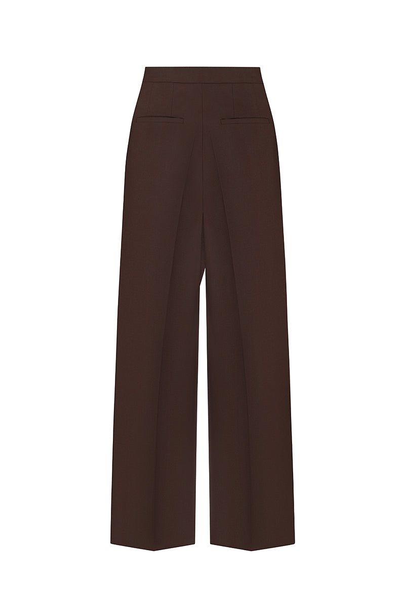 BROWN WRAP-FRONT PANTS - CULT MIA