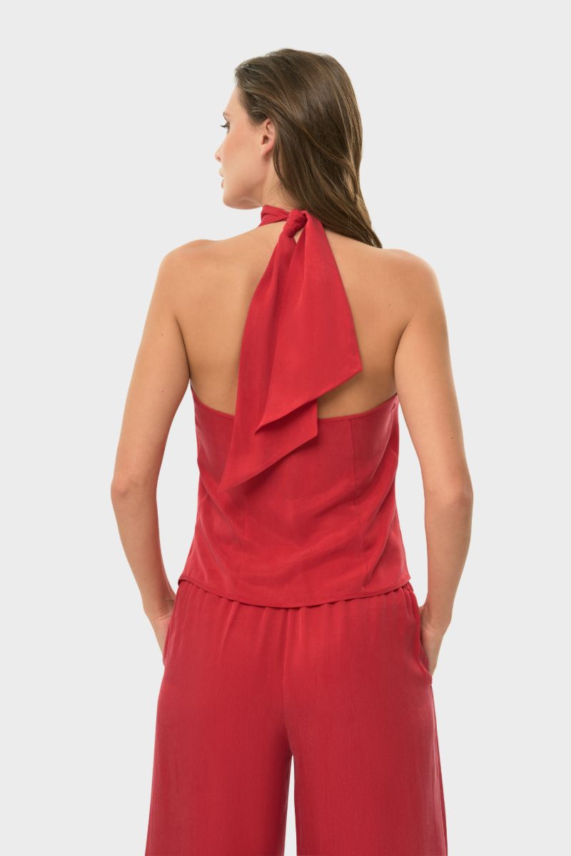 CROSS HALTER TOP IN ROUGE - CULT MIA