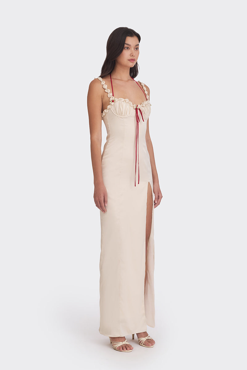 CAKE MAXI SLIP DRESS IN BEIGE - CULT MIA