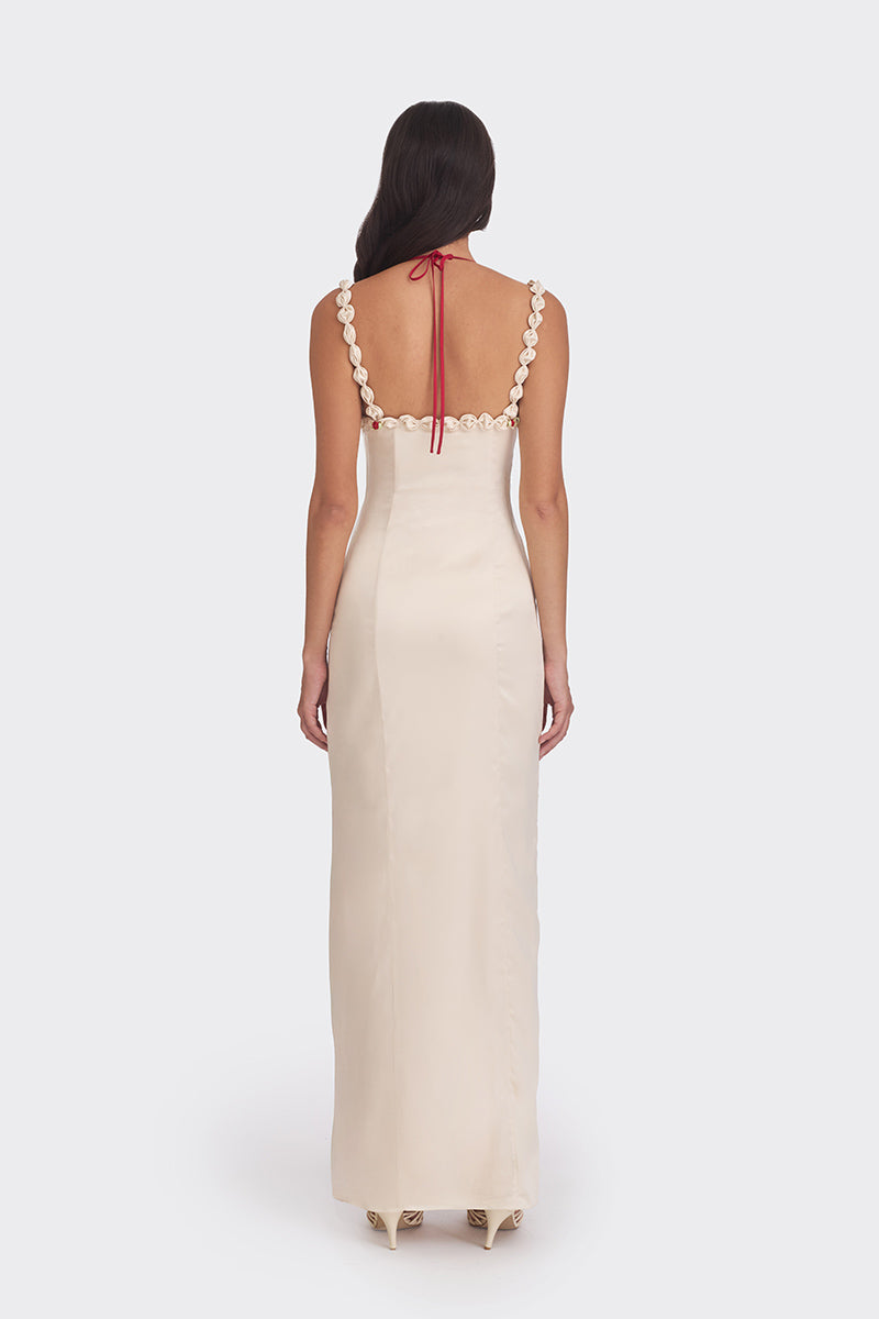 CAKE MAXI SLIP DRESS IN BEIGE - CULT MIA