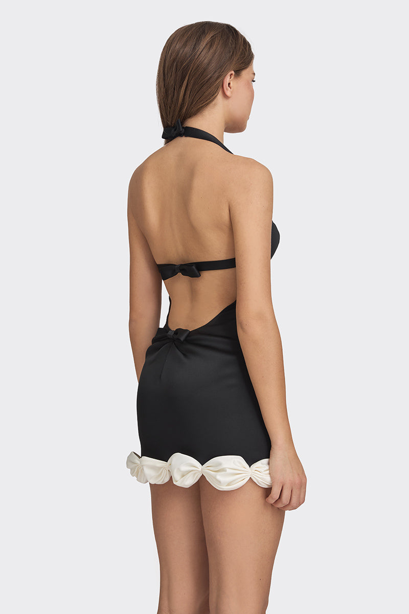 CAKE BOW MINI DRESS IN BLACK - CULT MIA