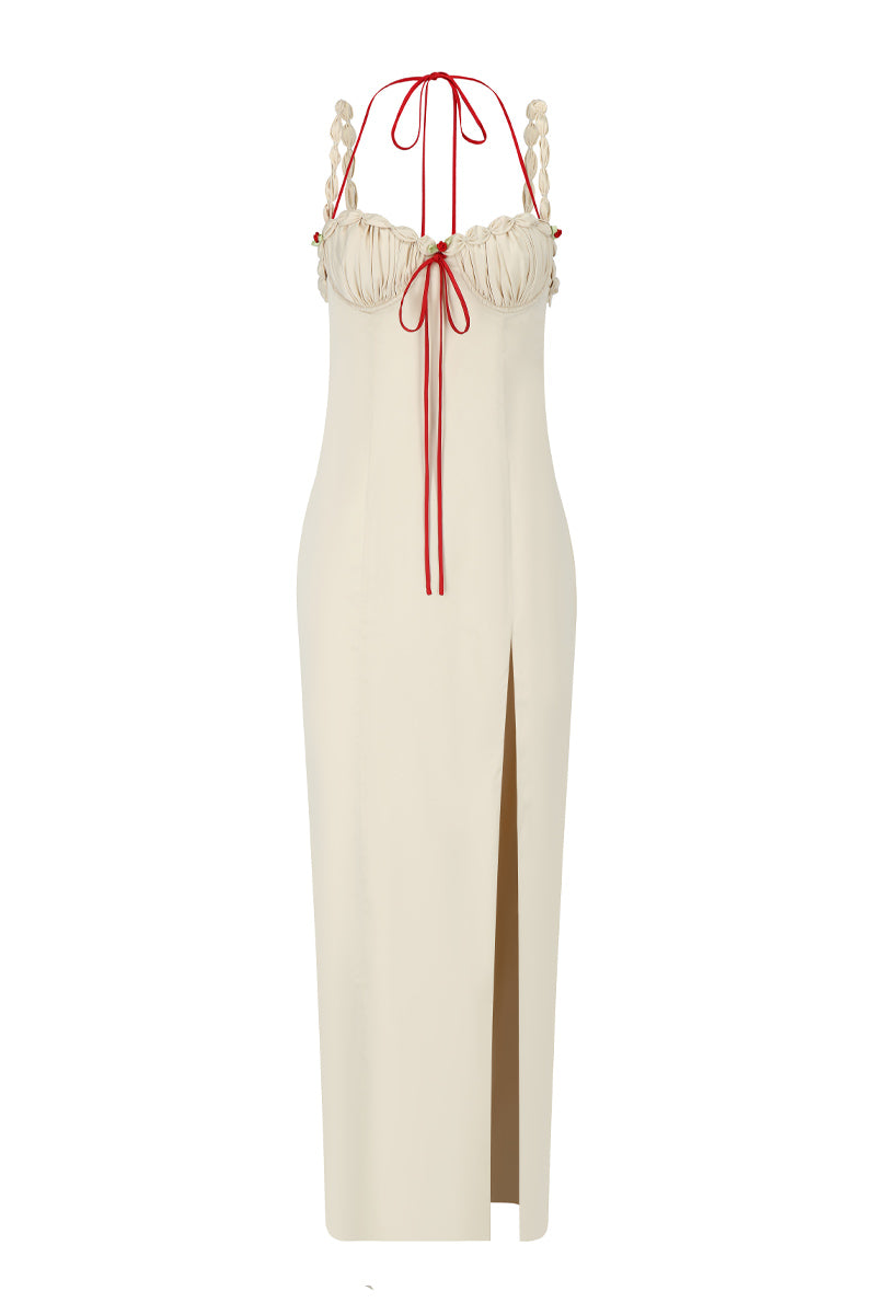 CAKE MAXI SLIP DRESS IN BEIGE - CULT MIA