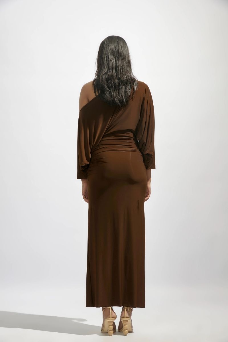 CALLIE CHOCOLATE BROWN MIDI DRESS - CULT MIA