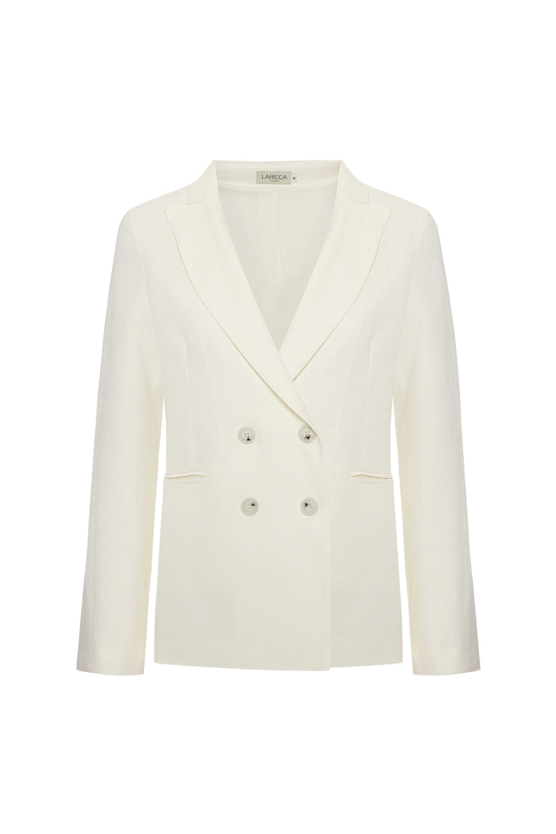 CASSIE OFF-WHITE LINEN PLEATED BLAZER - CULT MIA