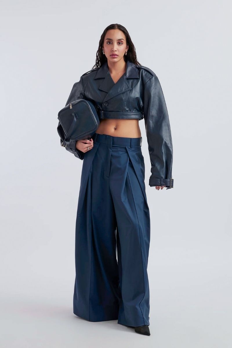 CELIA NAVY BLUE JACKET AND PANTS SET - CULT MIA