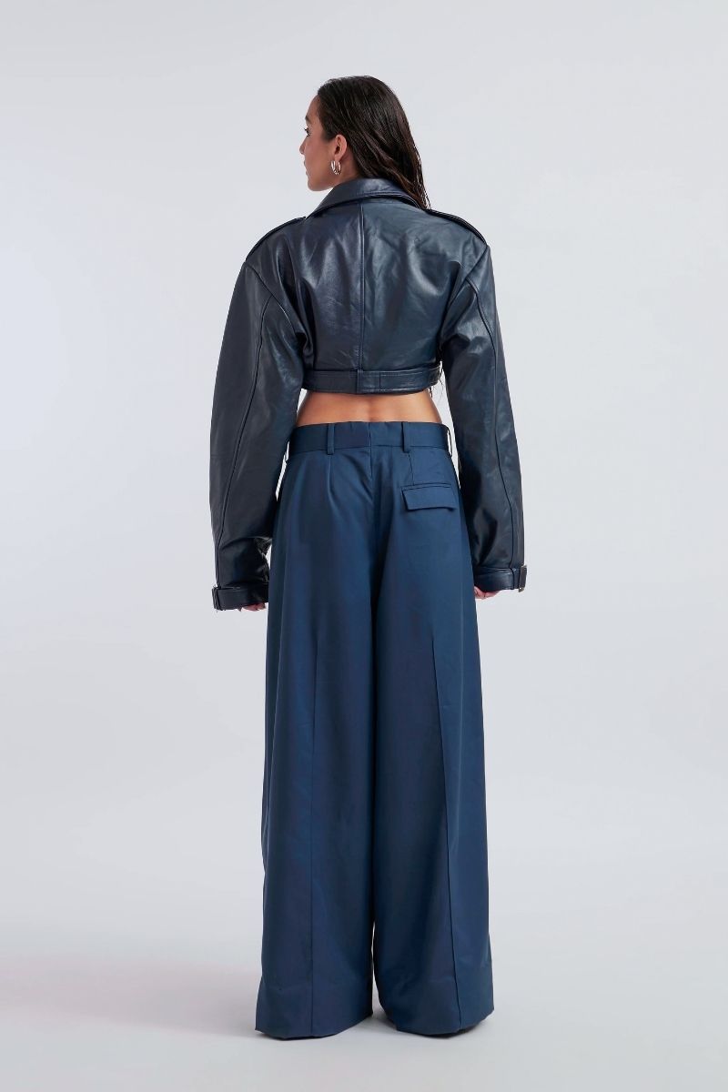 CELIA NAVY BLUE JACKET AND PANTS SET - CULT MIA