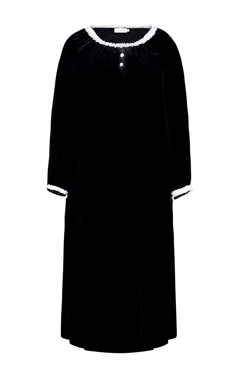 CHARLOTTE VELVET MIDI DRESS IN BLACK - CULT MIA