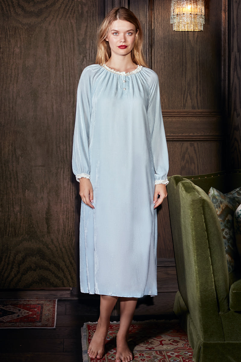 CHARLOTTE VELVET MIDI DRESS IN BLUE - CULT MIA