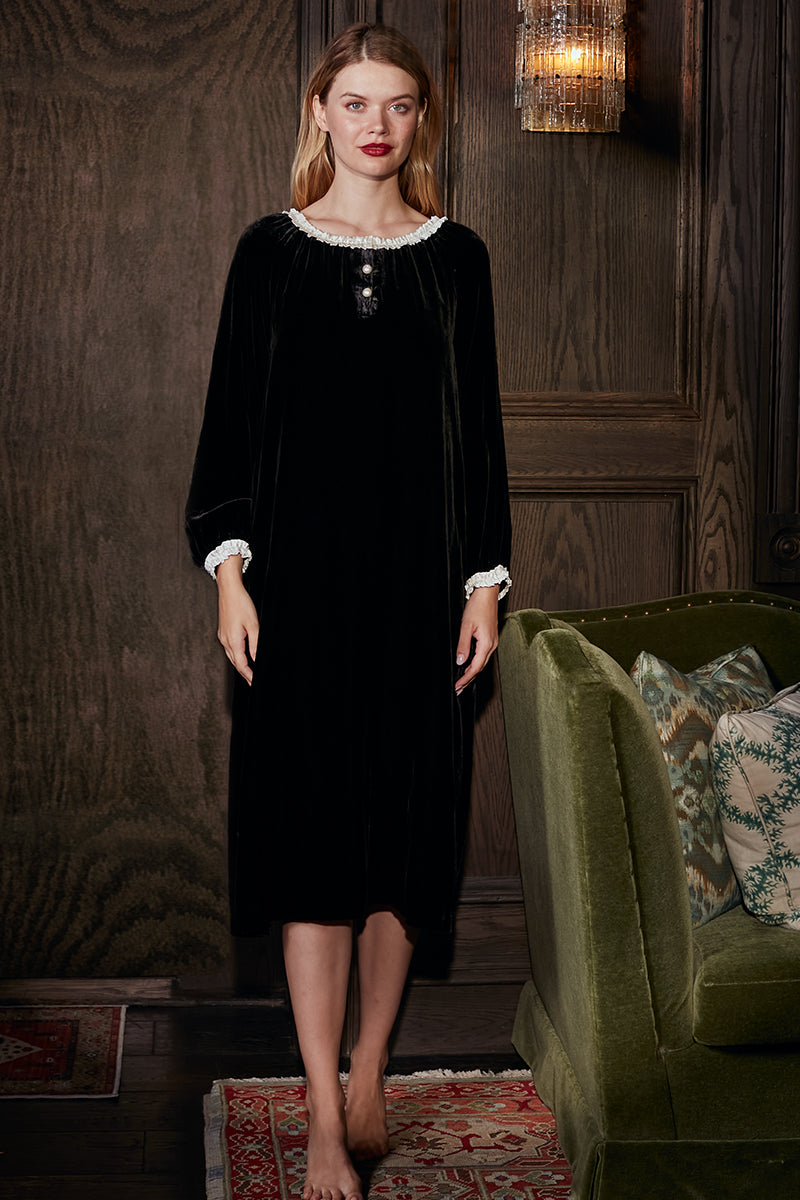 CHARLOTTE VELVET MIDI DRESS IN BLACK - CULT MIA