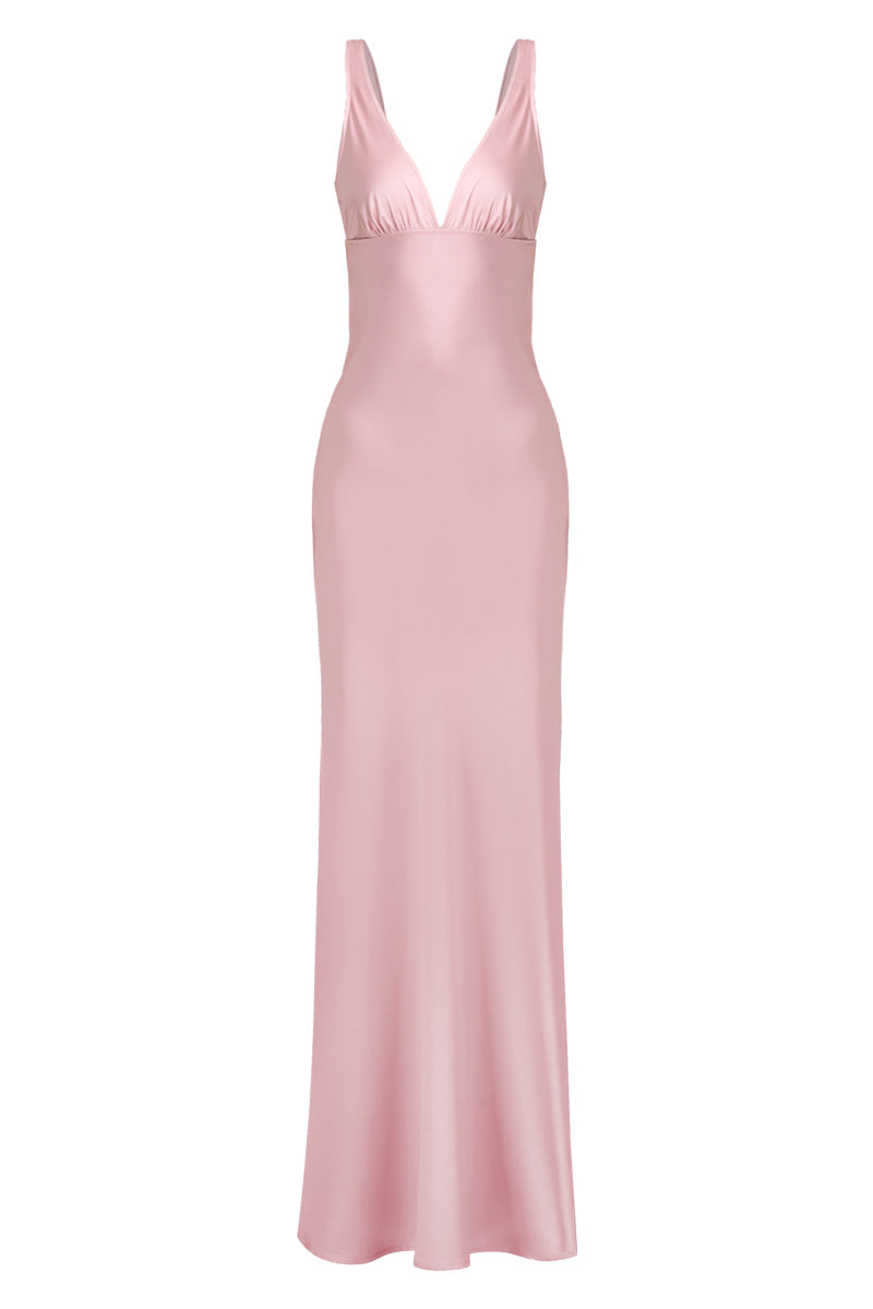 CLASSIC MAXI PINK SLIP DRESS - CULT MIA
