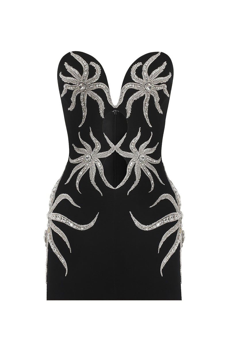 black and silver mini dress PERSEPHONE DRESS IN BLACK | CULT MIA