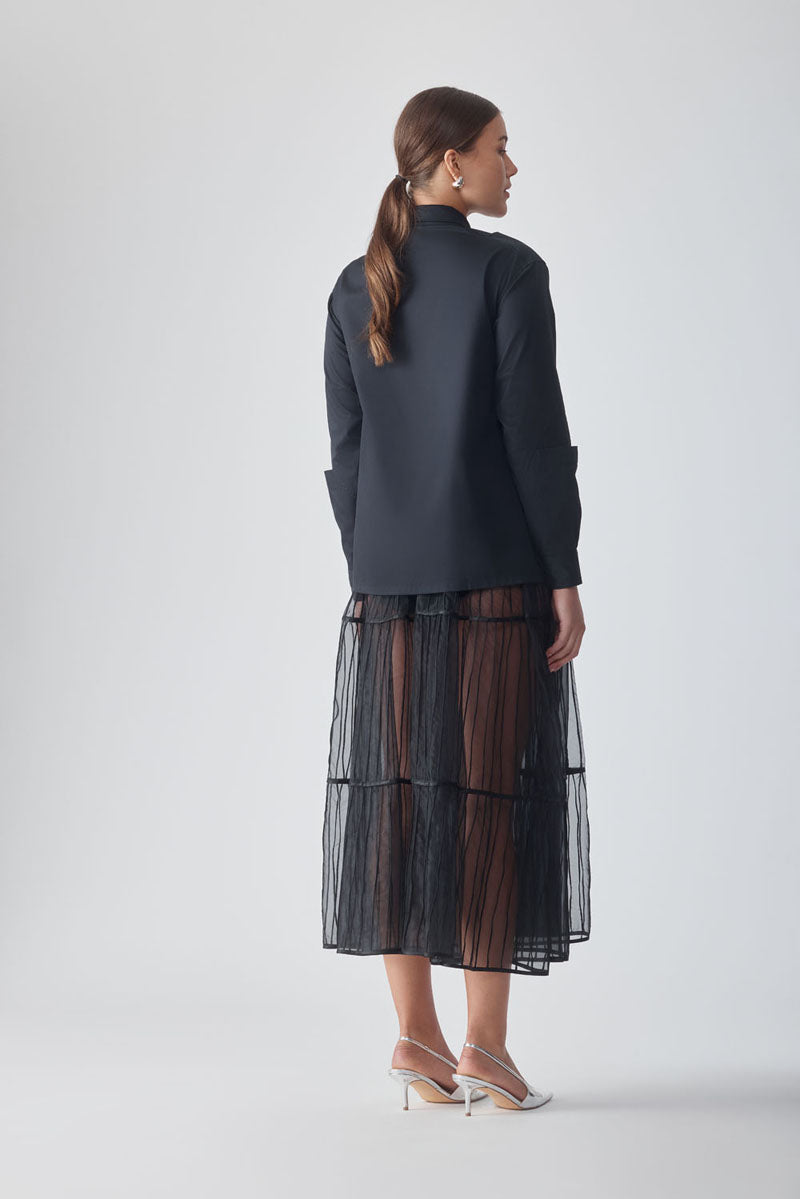 SAYA EMBELLISHED NOIR SHIRT - CULT MIA