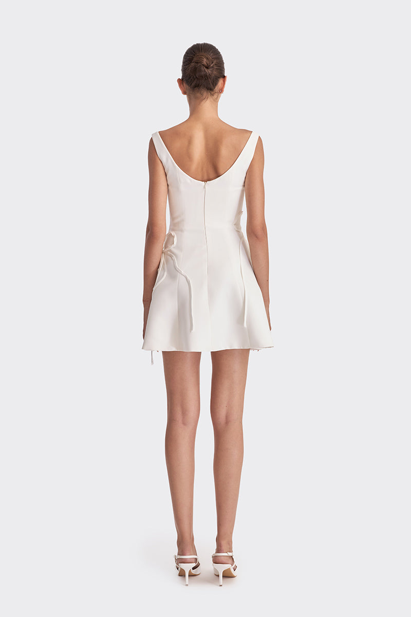 CORSET WHITE A-LINE MINI DRESS - CULT MIA