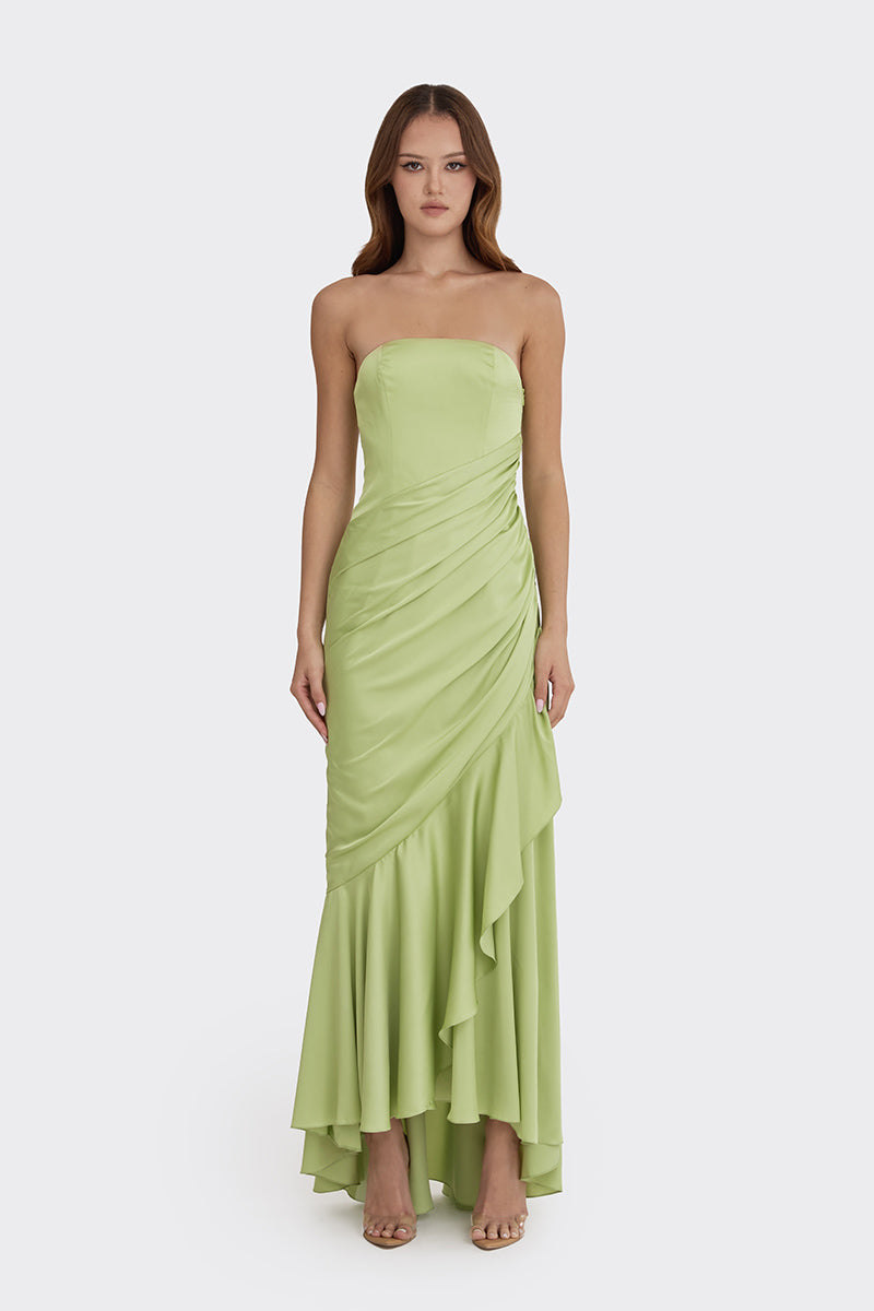 CORSET DRAPED DRESS IN GREEN - CULT MIA