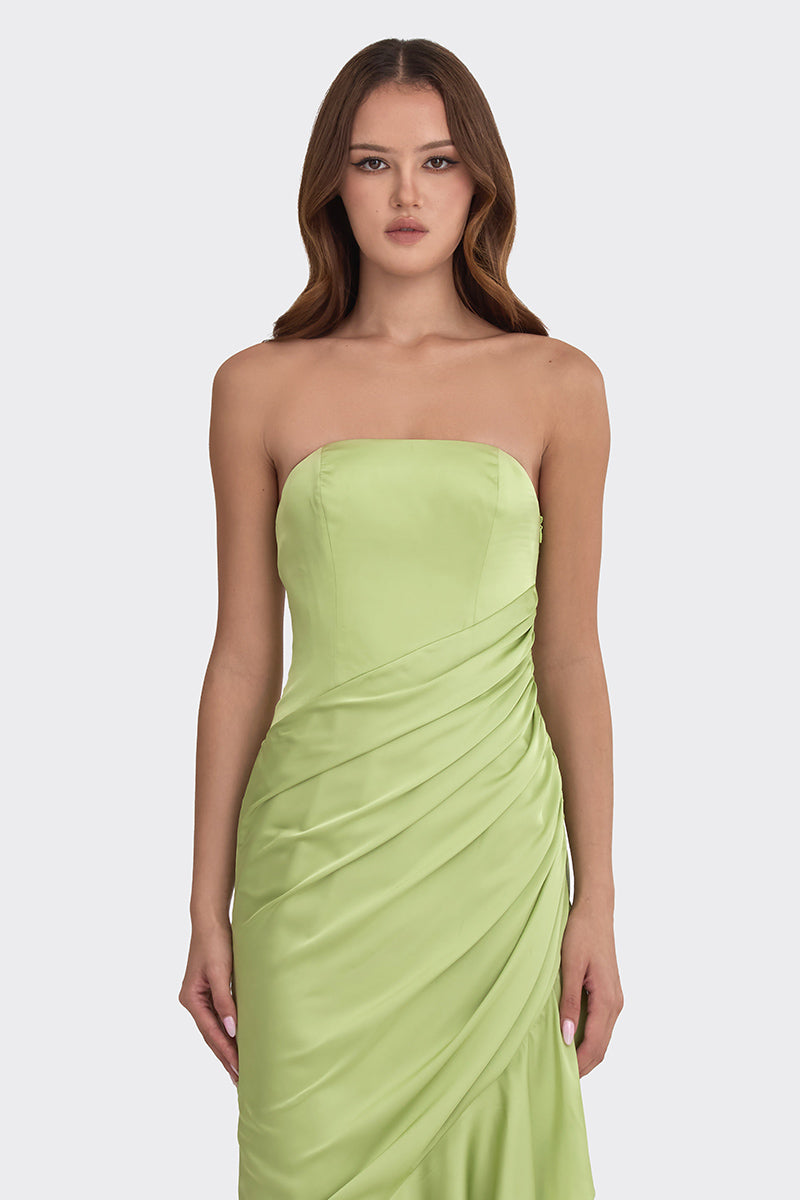 CORSET DRAPED DRESS IN GREEN - CULT MIA