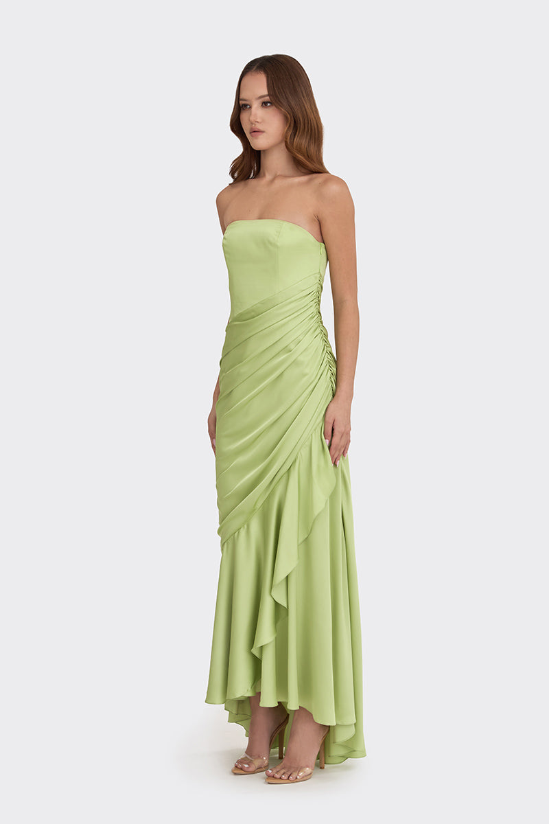 CORSET DRAPED DRESS IN GREEN - CULT MIA