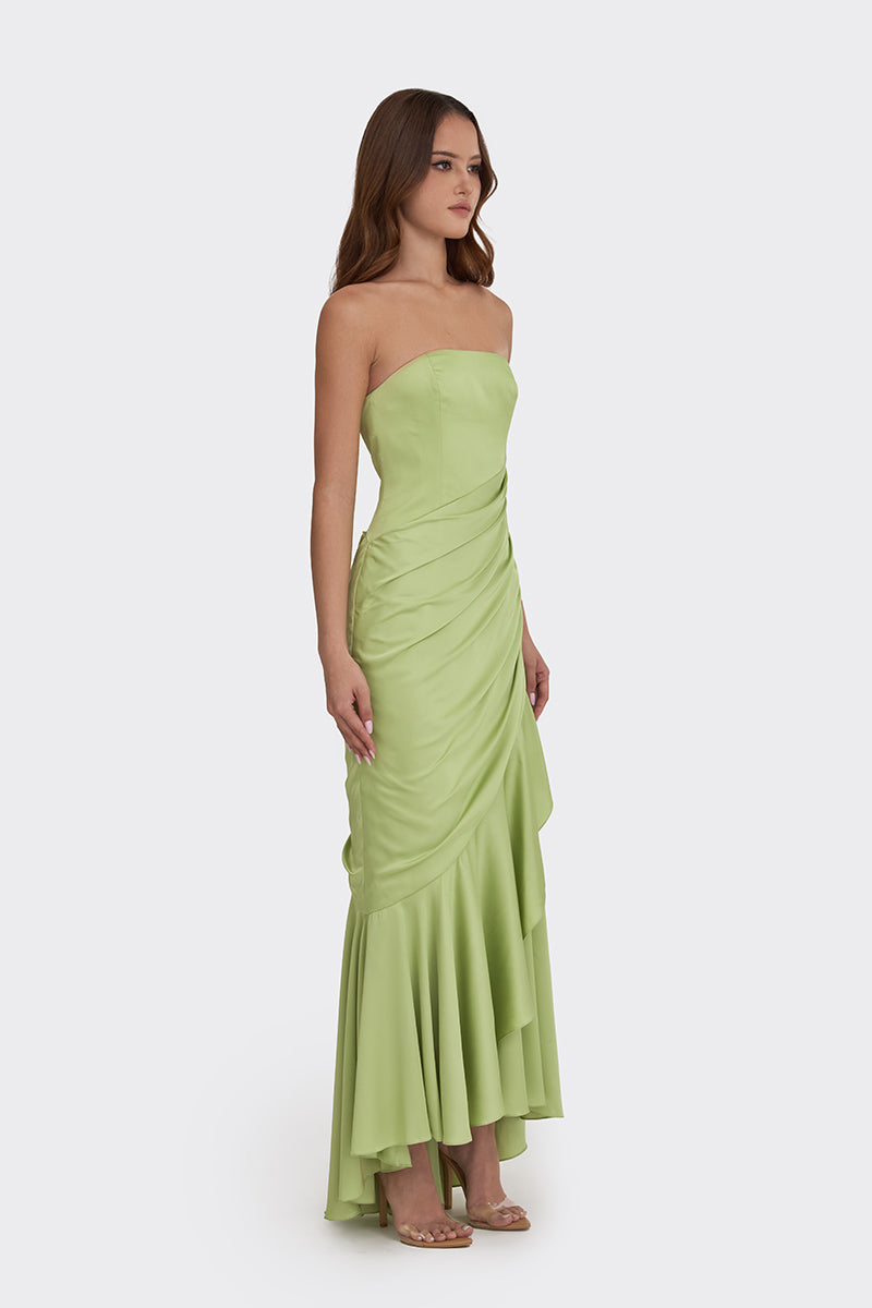 CORSET DRAPED DRESS IN GREEN - CULT MIA
