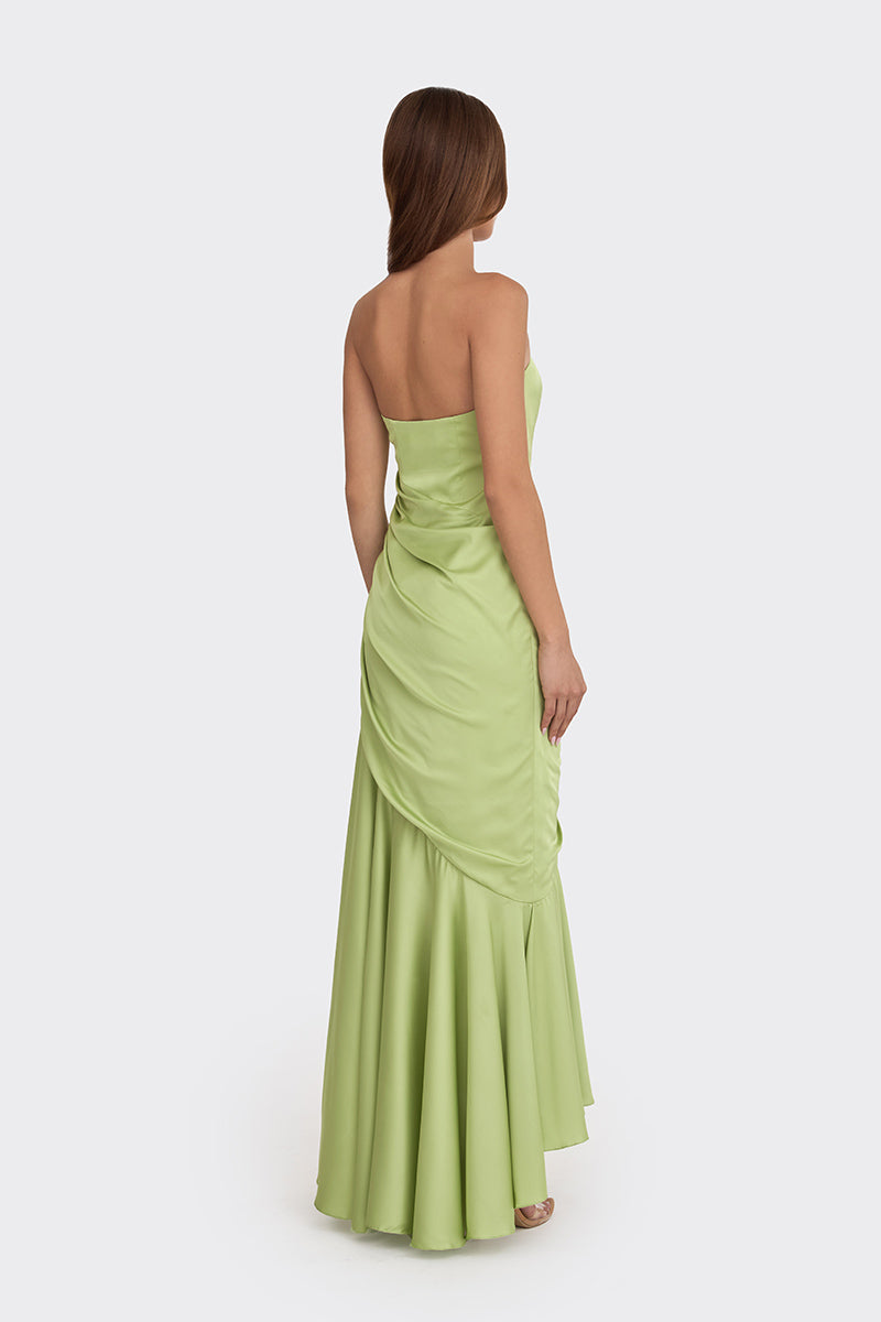 CORSET DRAPED DRESS IN GREEN - CULT MIA