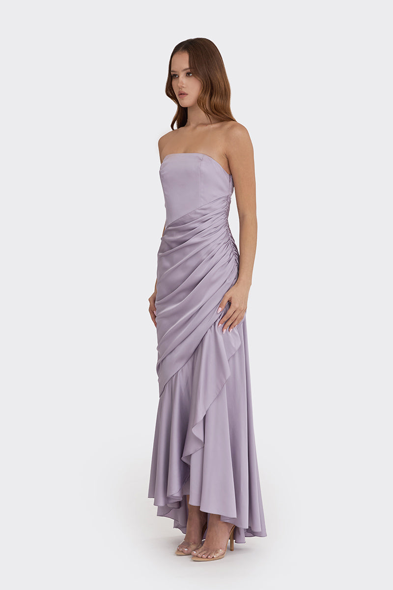 CORSET DRAPED DRESS IN DUSTY PURPLE - CULT MIA