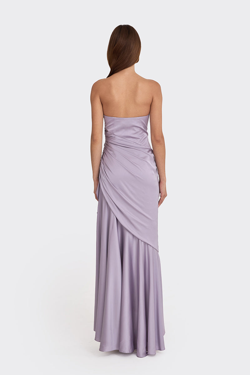 CORSET DRAPED DRESS IN DUSTY PURPLE - CULT MIA