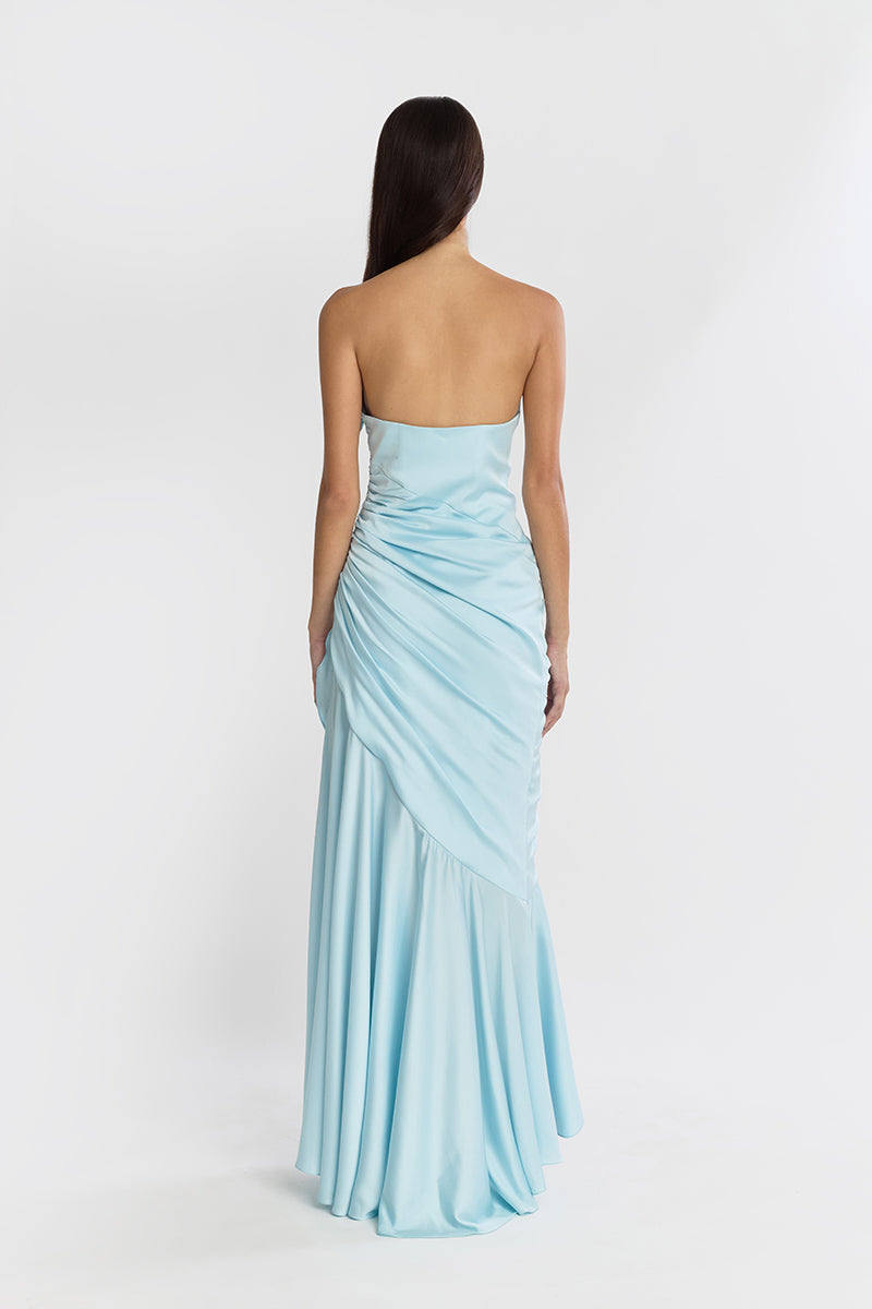 CORSET DRAPED DRESS IN BLUE - CULT MIA