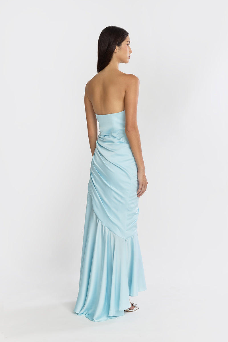 CORSET DRAPED DRESS IN BLUE - CULT MIA