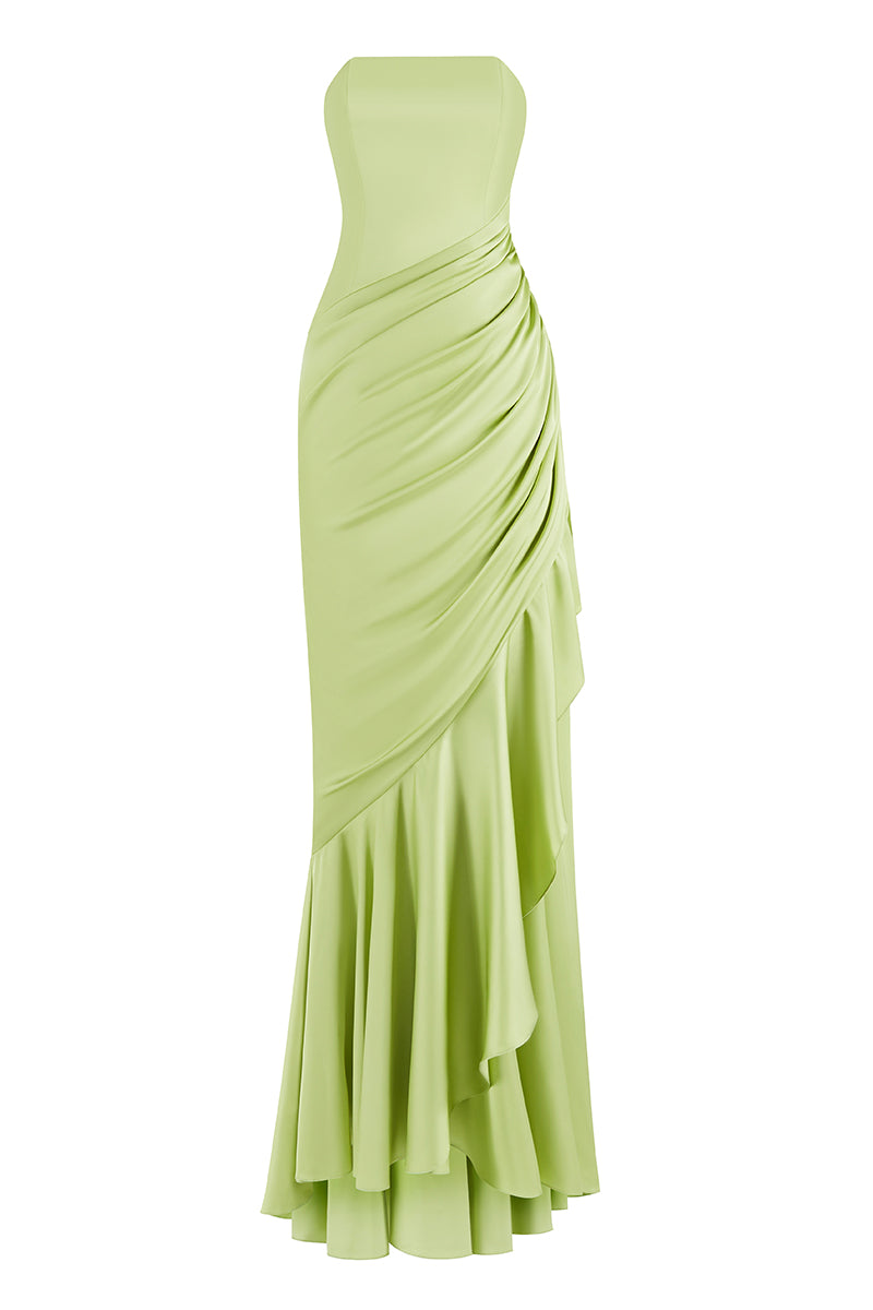 CORSET DRAPED DRESS IN GREEN - CULT MIA