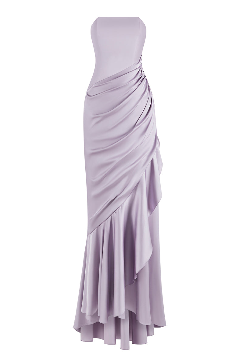 CORSET DRAPED DRESS IN DUSTY PURPLE - CULT MIA