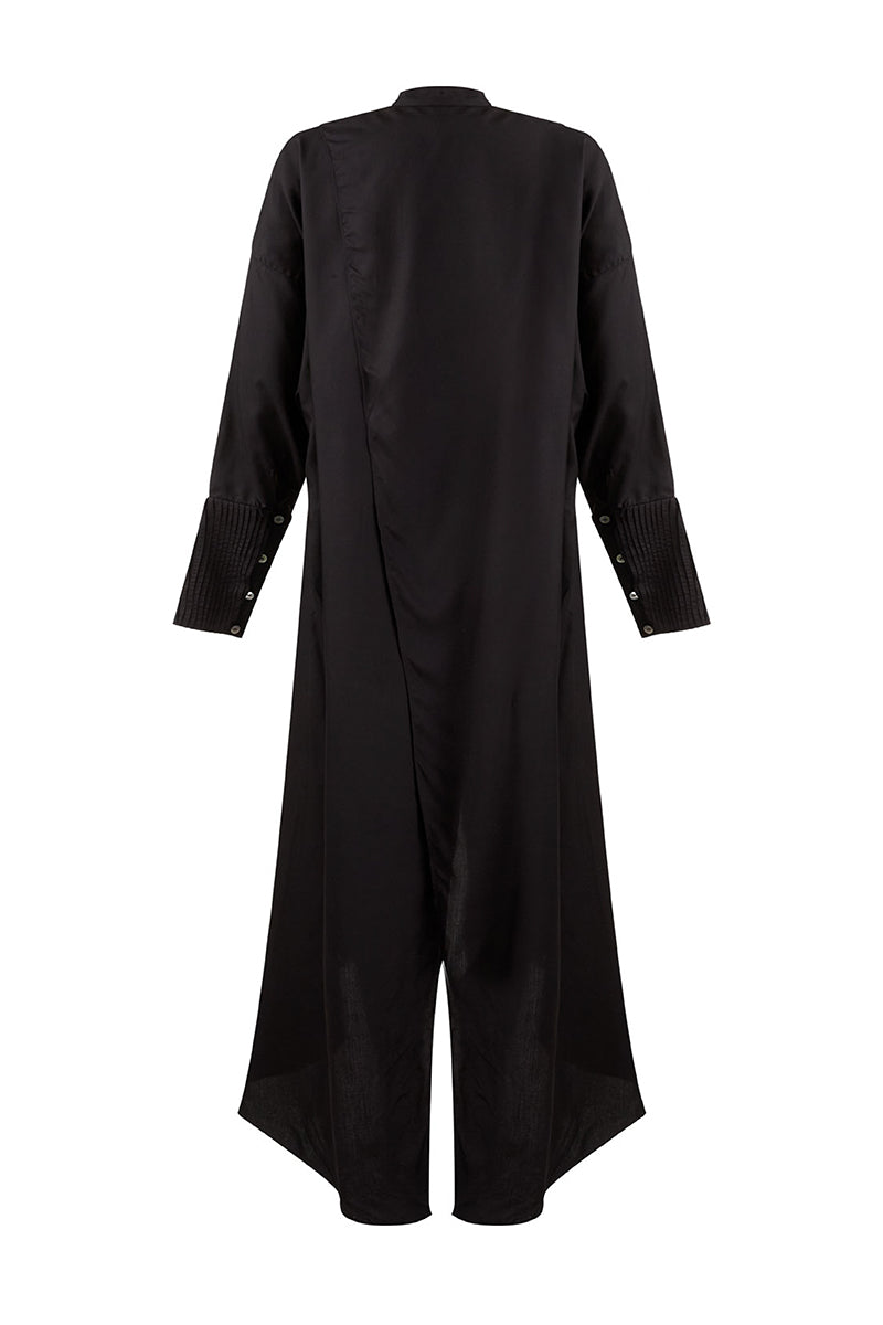 CROSSED LAYER SHIRT DRESS IN BLACK - CULT MIA