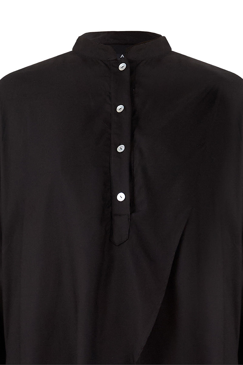 CROSSED LAYER SHIRT DRESS IN BLACK - CULT MIA