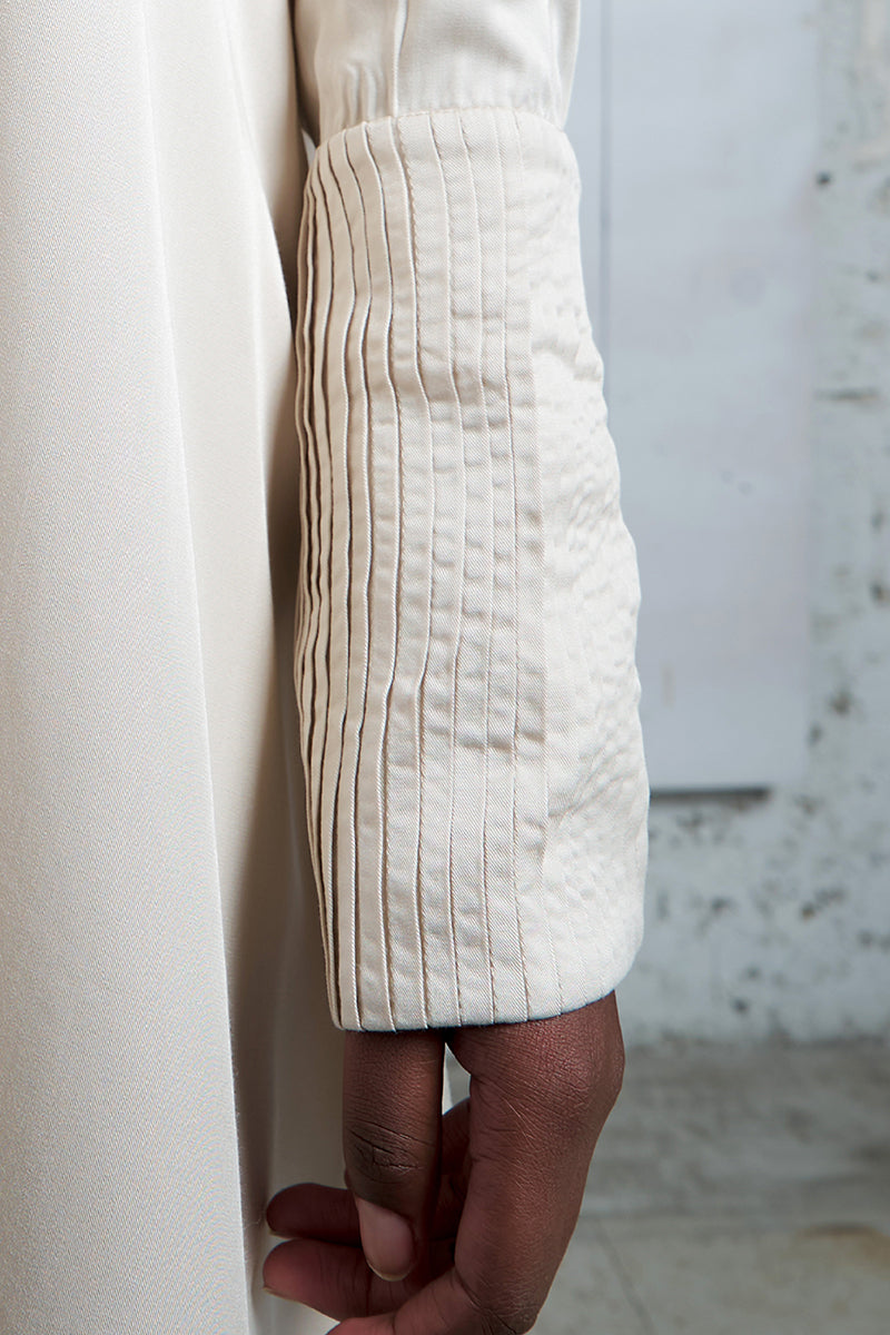 CROSSED LAYER SHIRT DRESS IN IVORY - CULT MIA