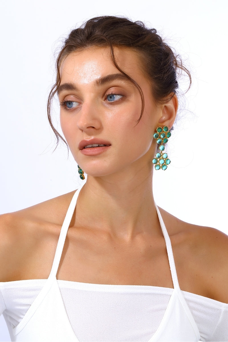 CYBELE EARRINGS IN EMERALD GREEN - CULT MIA