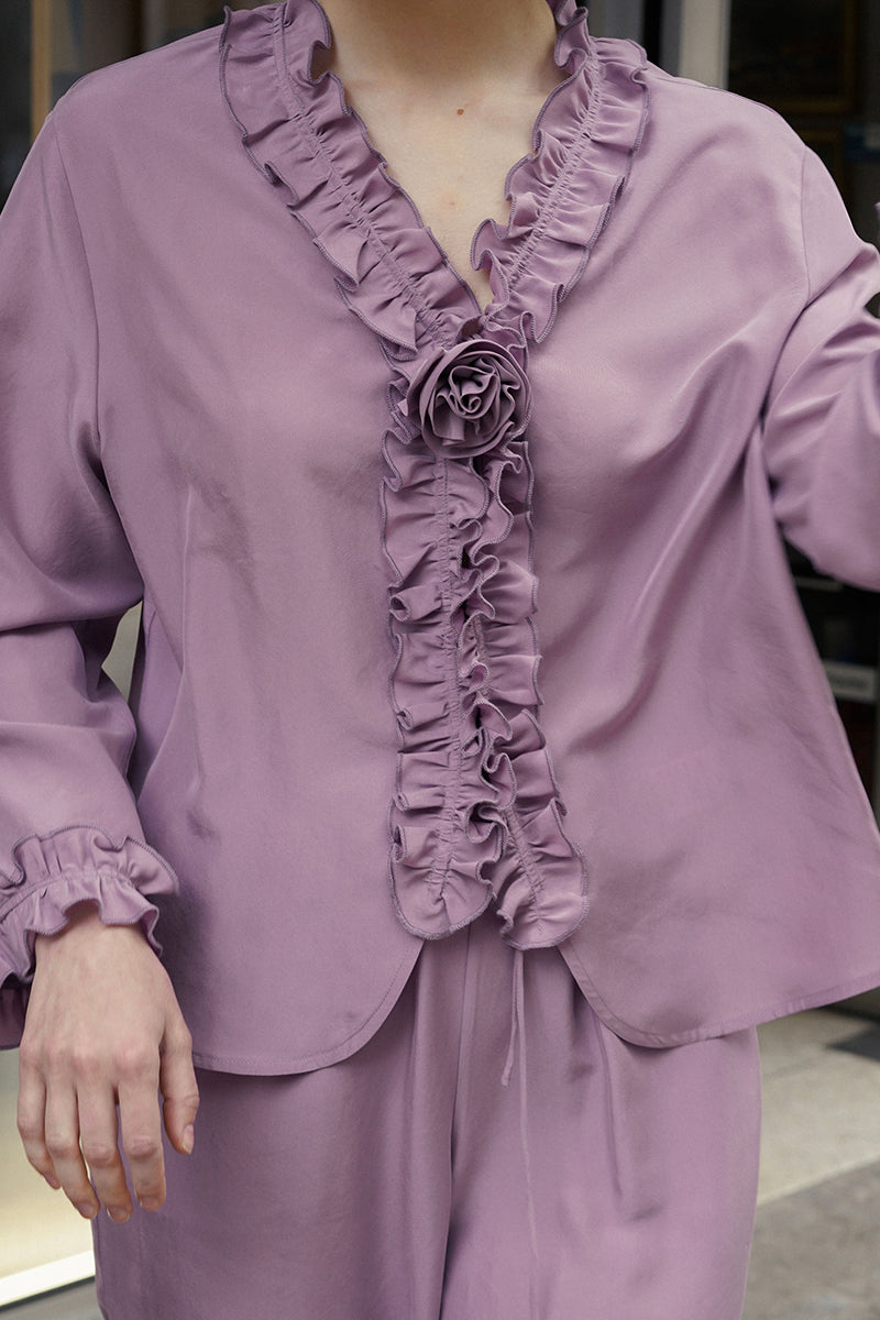 HOLIDAY IN ARLES SILK LONG SET IN PURPLE - CULT MIA