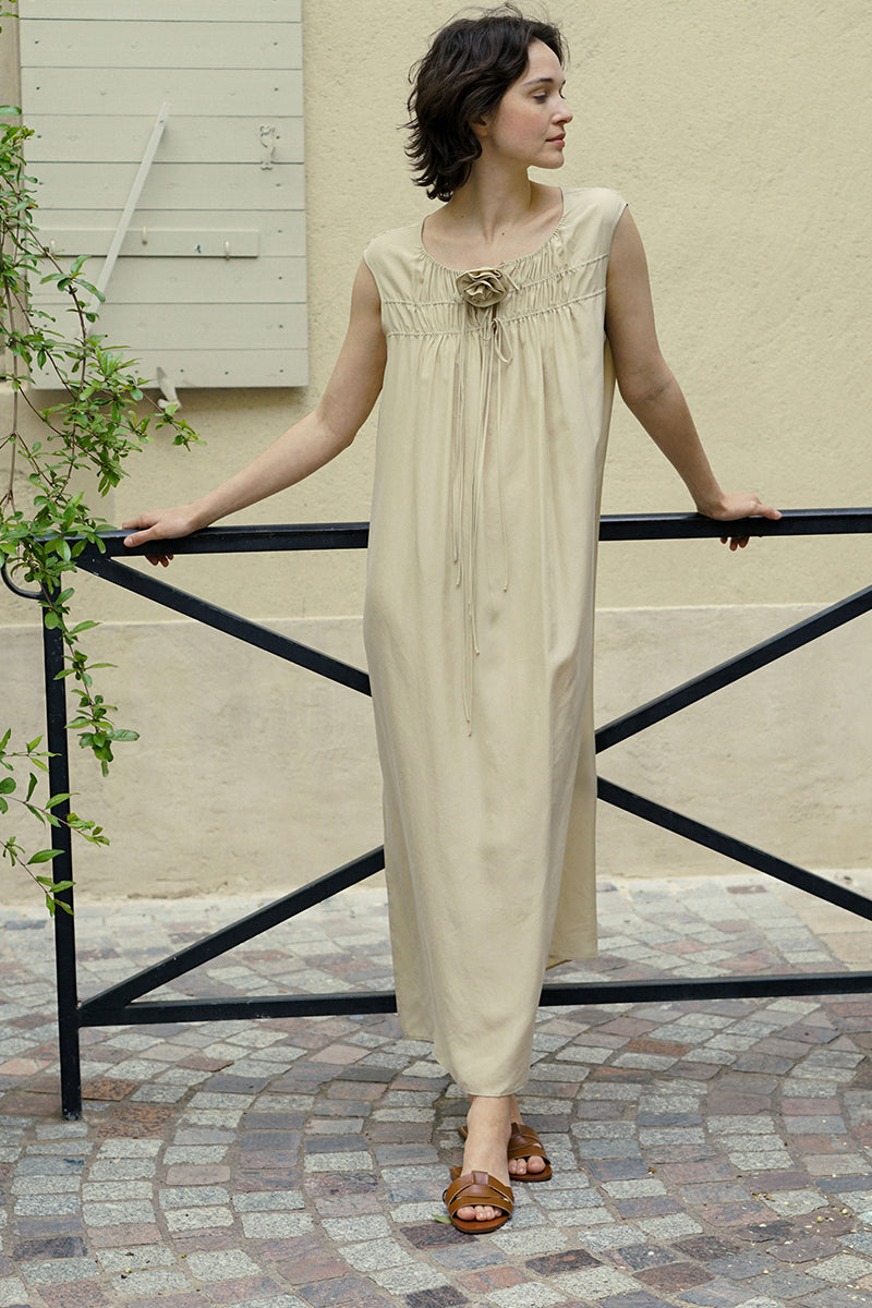 HOLIDAY IN ARLES SILK DRESS IN YELLOW - CULT MIA