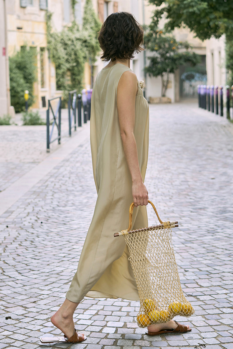 HOLIDAY IN ARLES SILK DRESS IN YELLOW - CULT MIA