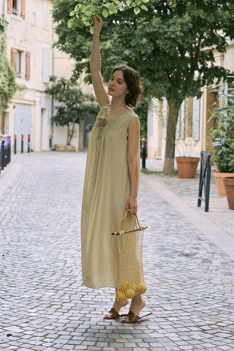 HOLIDAY IN ARLES SILK DRESS IN YELLOW - CULT MIA