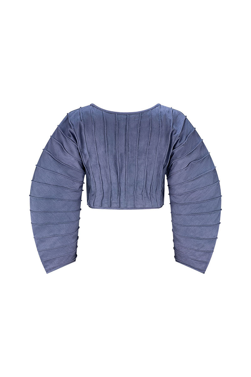 AFAF HAND-PIPED PERIWINKLE TOP - CULT MIA